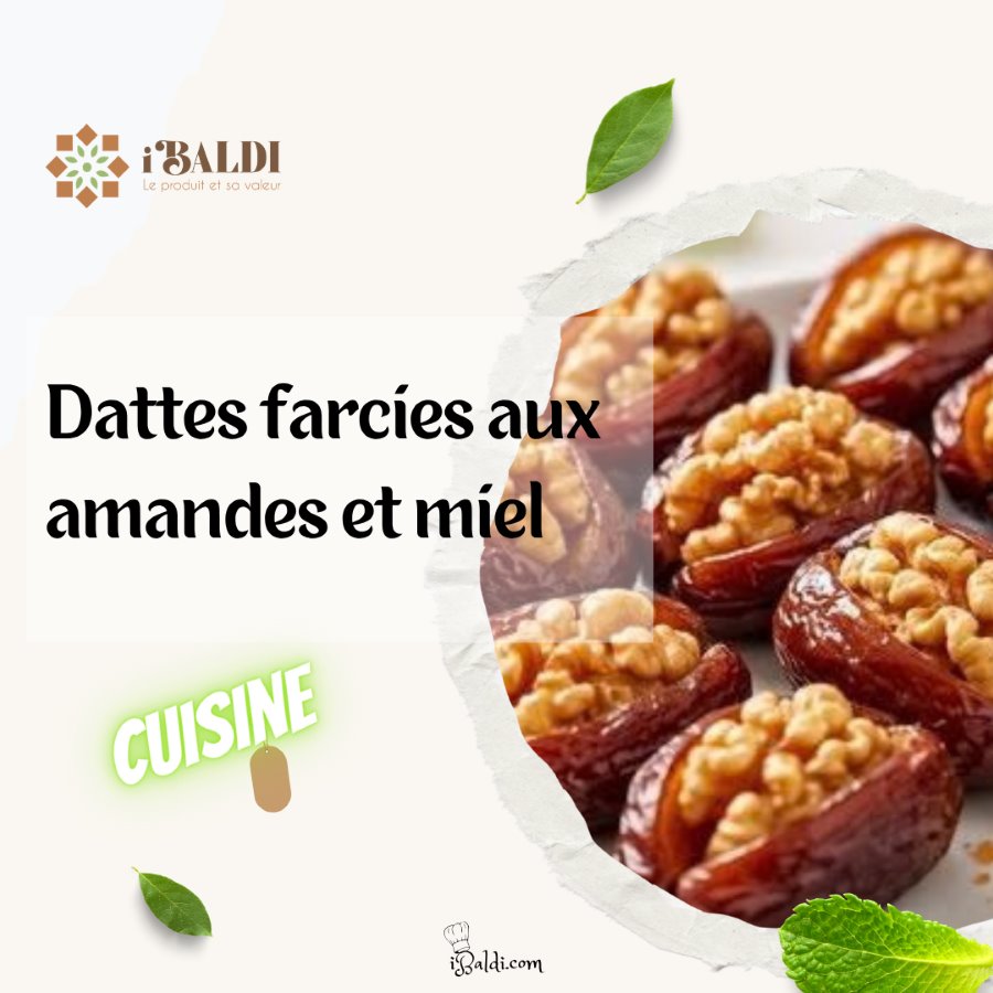 Dattes farcies aux amandes et miel