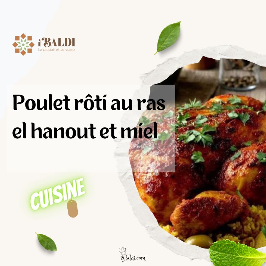 Poulet rôti au ras el hanout et miel