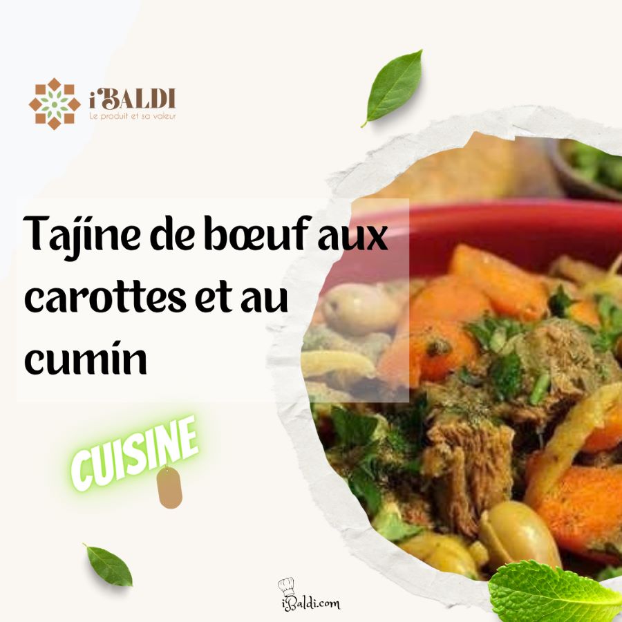 Tajine de bœuf aux carottes et au cumin