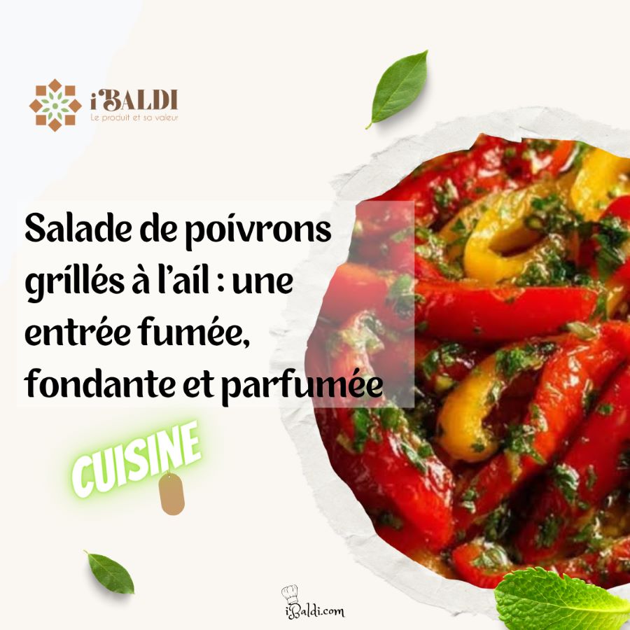Salade de poivrons grillés à l’ail : une entrée fumée, fondante et parfumée